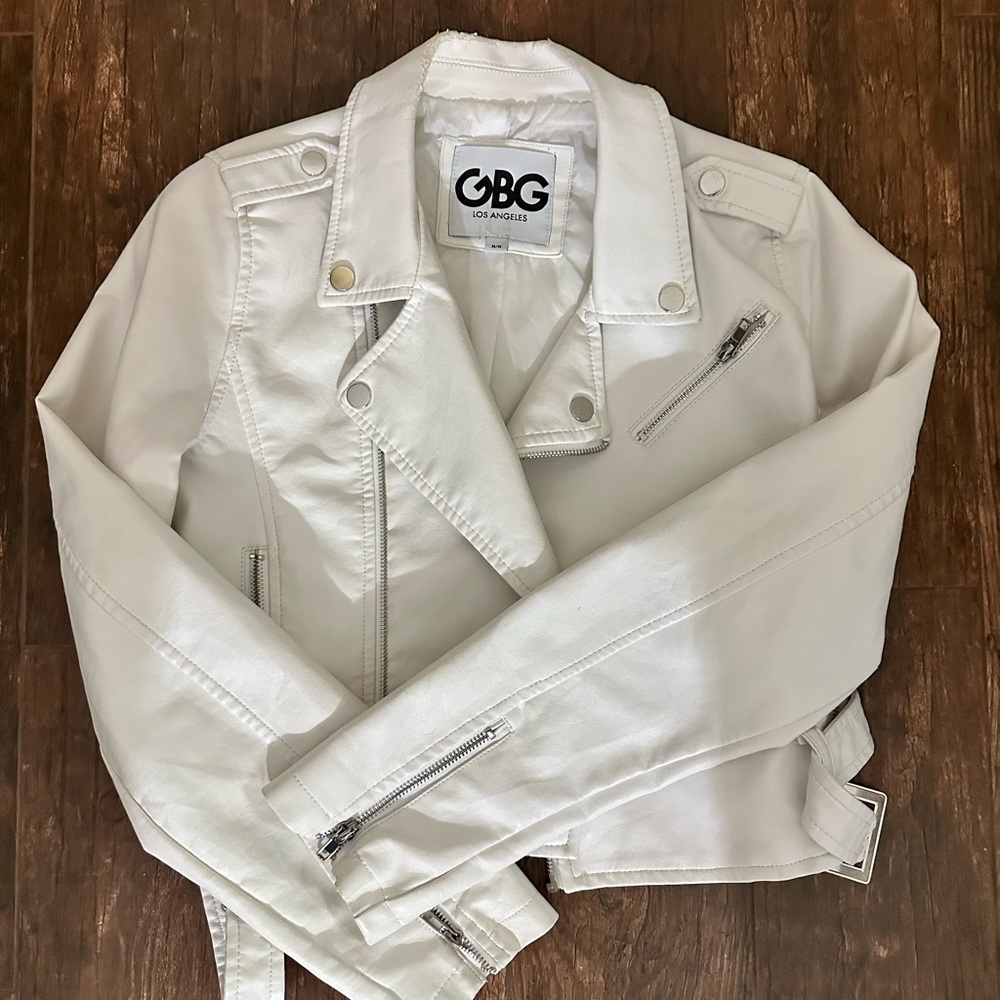 GUESS White faux leather jacket